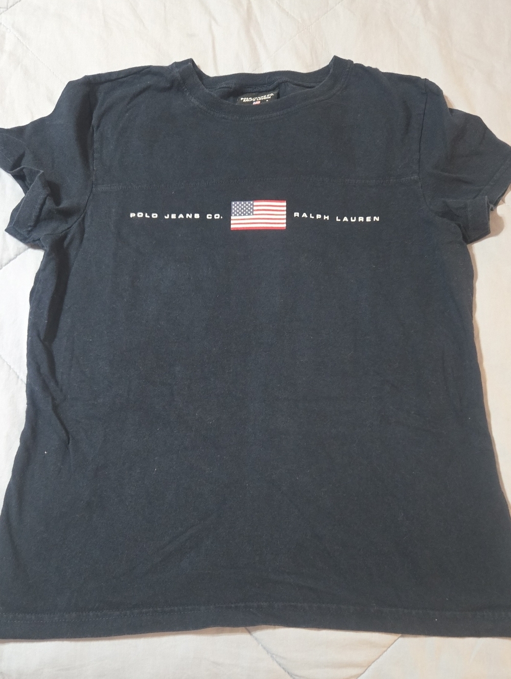 Ralph Lauren Navy Short-Sleeve Tee with American Flag Graphic